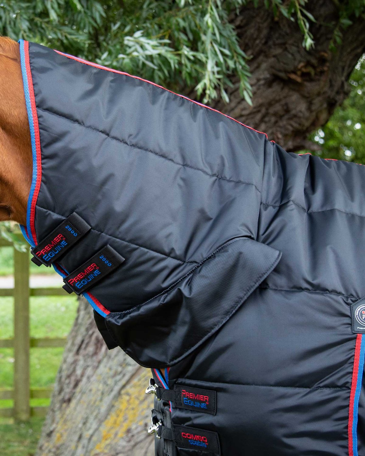Premier Equine Combo Stable Rug 200g Black on Horse: Breathable, Lightweight, and Comfortable Horse Rug for Stable Use