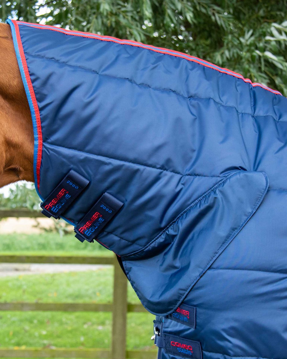 Premier Equine Combo Stable Rug 200G Navy for Horses: Medium Weight Horse Rug with Integrated Neck Cover