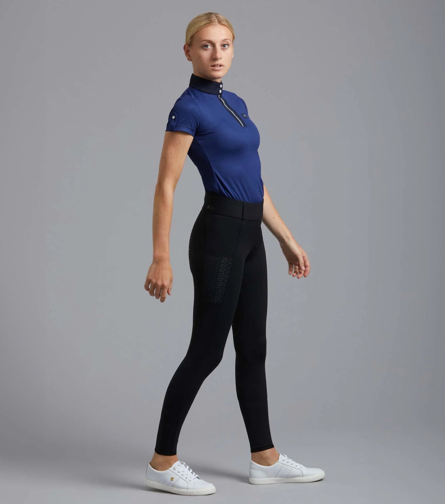 Premier Equine Concerto Riding Tights - Black equestrian leggings, women's full seat silicone, with phone pockets