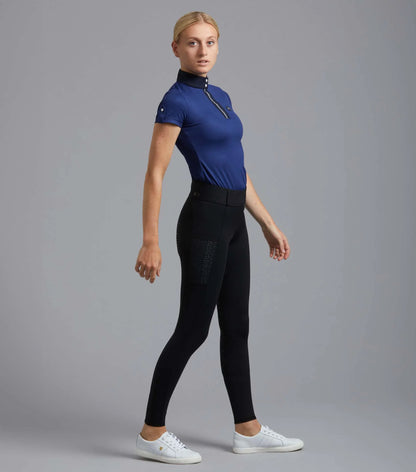 Premier Equine Concerto Girls Riding Tights - Black Equestrian Leggings with Silicone Seat