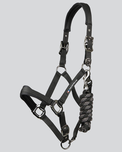 Premier Equine Corda Padded Head Collar with Lead Rope Black