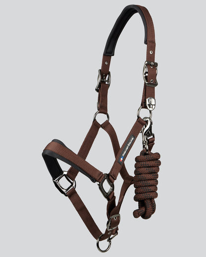 Premier Equine Corda Padded Head Collar with Lead Rope Brown