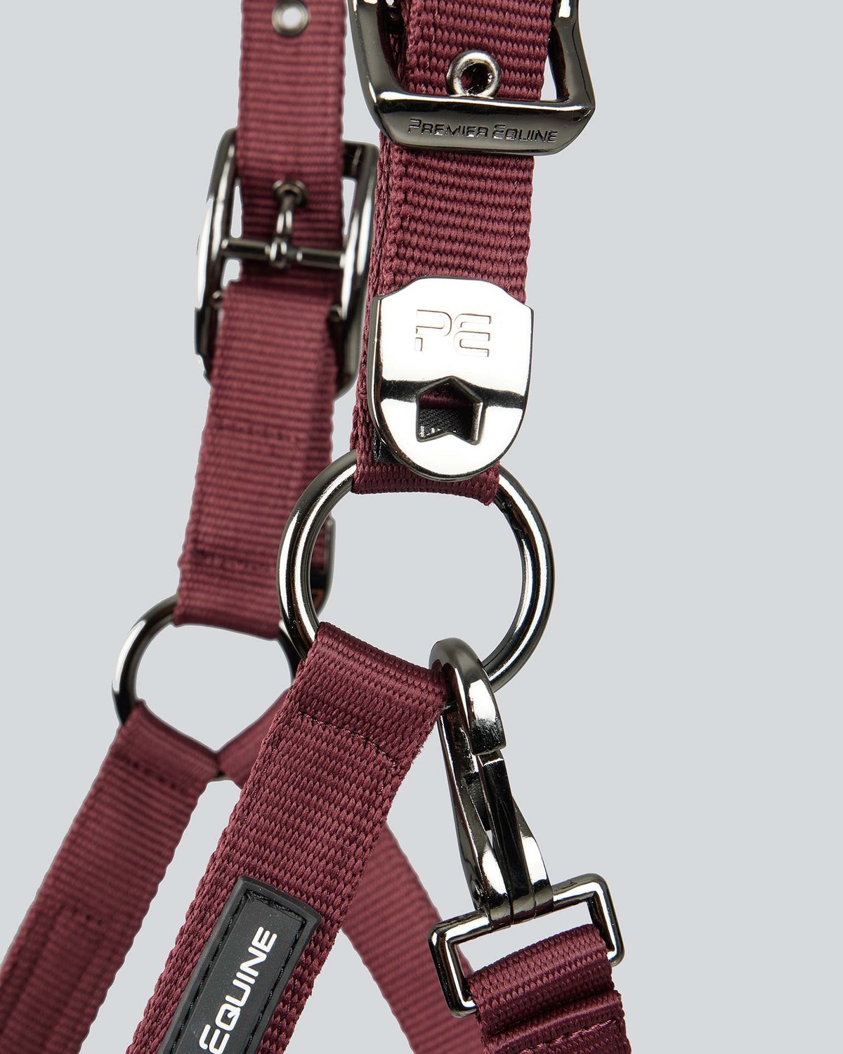 Premier Equine Corda Padded Head Collar with Lead Rope Burgundy