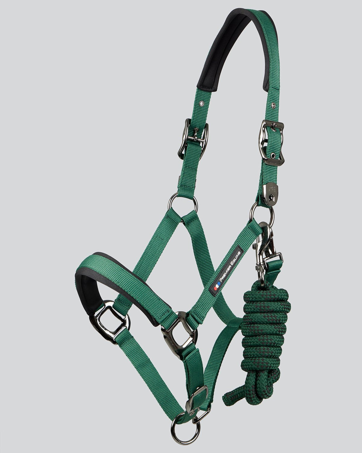 Premier Equine Corda Padded Head Collar with Lead Rope Green