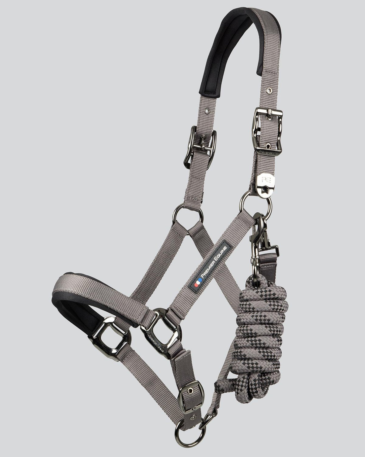 Premier Equine Corda Padded Head Collar with Lead Rope Grey