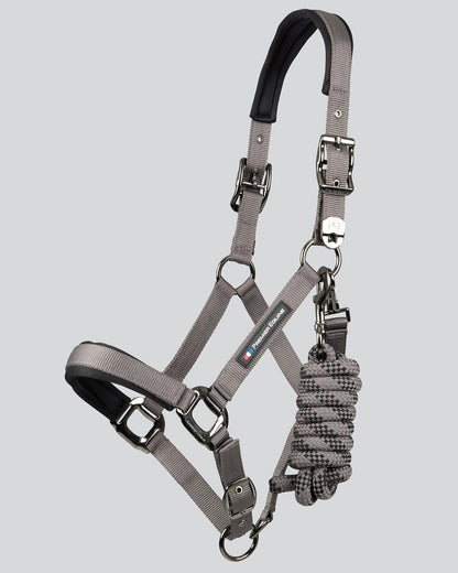 Premier Equine Corda Padded Head Collar with Lead Rope Grey