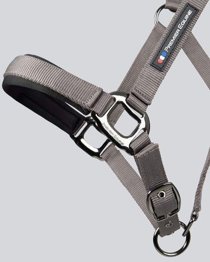 Premier Equine Corda Padded Head Collar with Lead Rope Grey