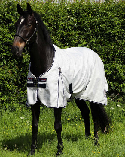 Horse Stable Sheet White/Navy Check | Equiflair Premier Equine Summer Rug