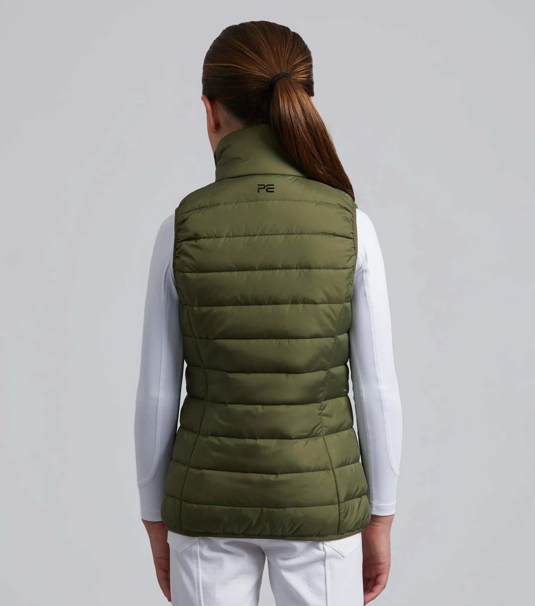 Premier Equine junior riding gilet - olive green equestrian vest for kids