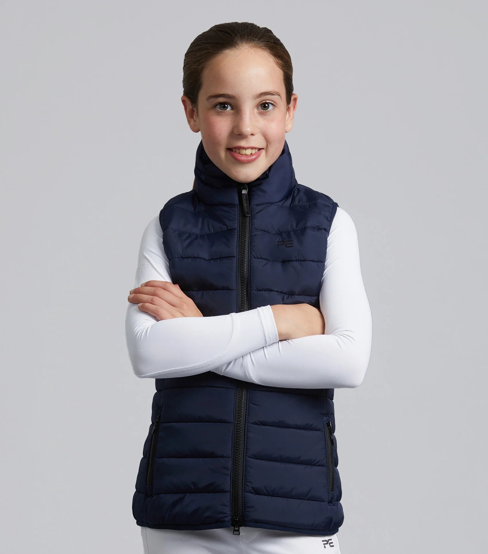Junior Equestrian Gilet - PREMIER EQUINE Dante Navy Quilted Vest