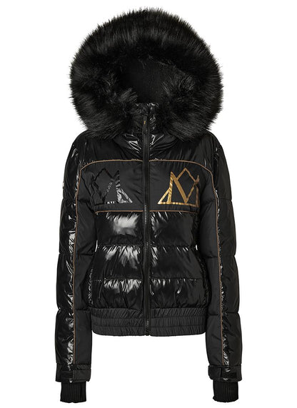 Mountain Horse Diamond Jacket Black with Fur Hood - Warm Padded Riding Jacket