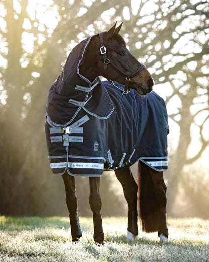 LeMieux Arika Storm-Tek 350g Navy Horse Rug - Waterproof Turnout Rug with Detachable Neck