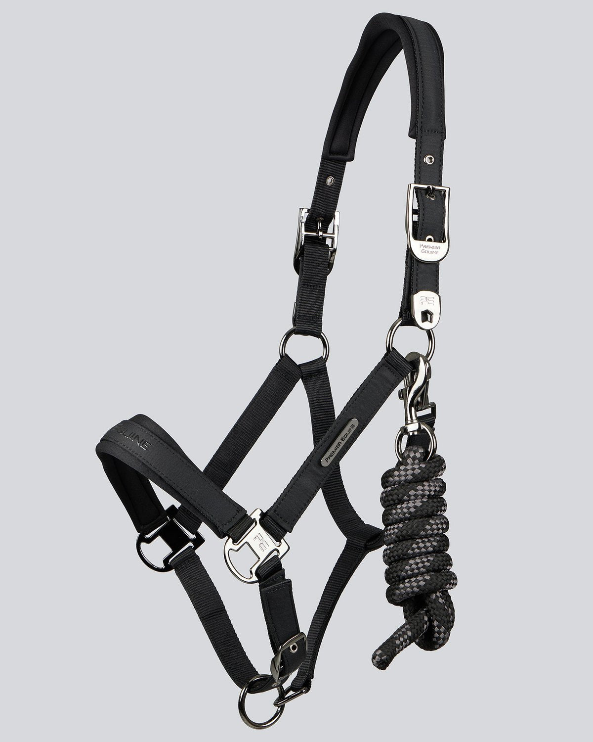 Premier Equine Duco Padded Head Collar With Lead Rope Black