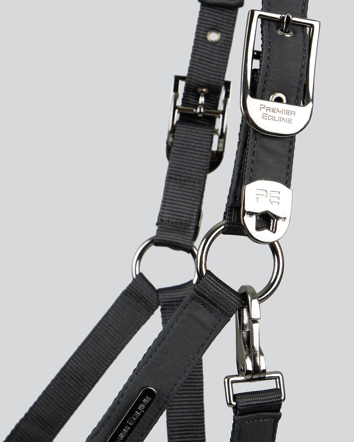 Premier Equine Duco Padded Black Head Collar with Lead Rope - Adjustable Horse Halter