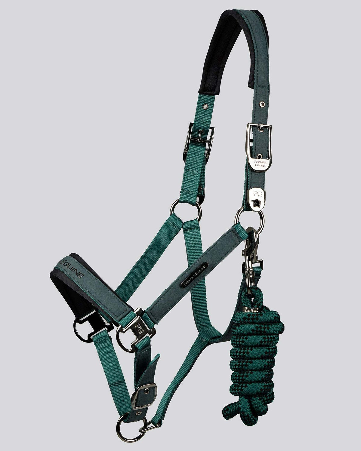 Premier Equine Duco Padded Head Collar with Lead Rope Green