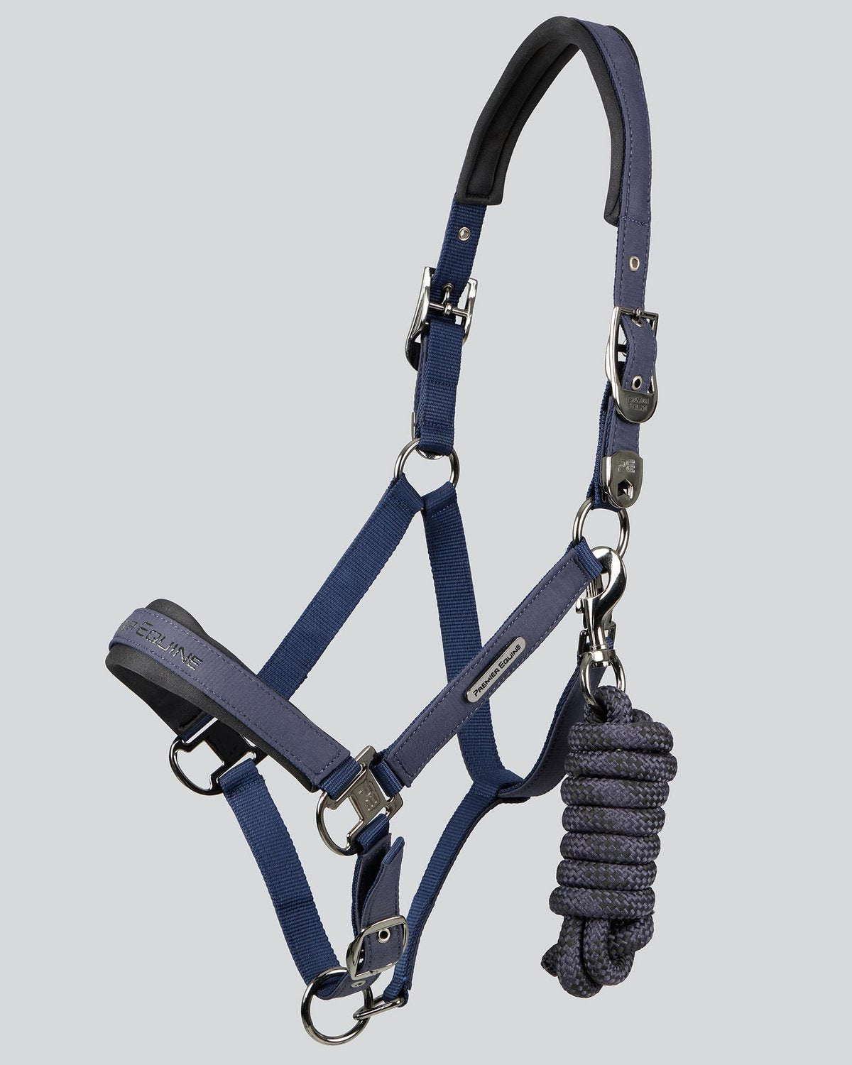 Premier Equine Duco Padded Head Collar with Lead Rope Navy