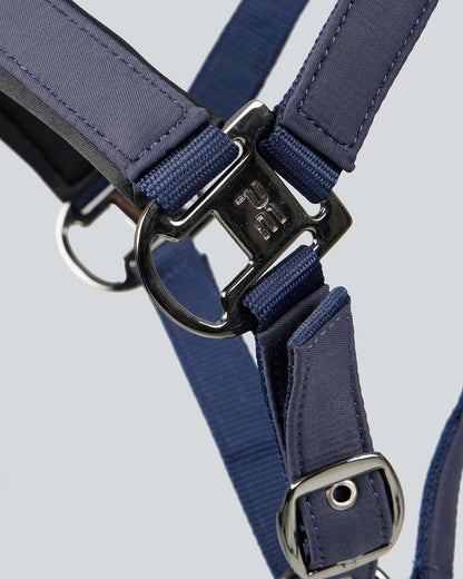 Premier Equine Navy Padded Head Collar: Comfortable, Adjustable Horse Halter with Lead Rope