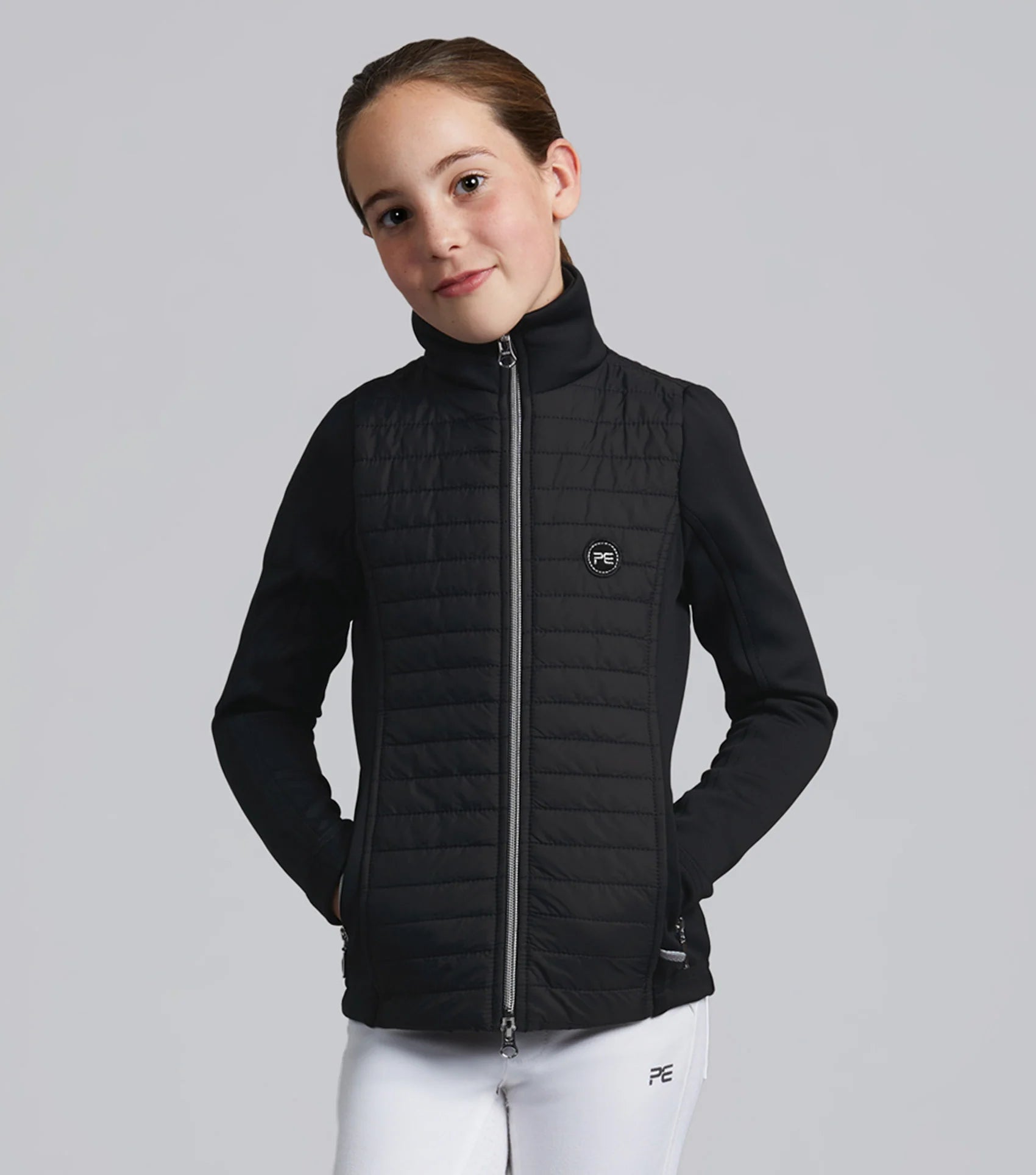 Premier Equine Mini Elena Girl's Black Hybrid Riding Jacket - Equestrian Apparel