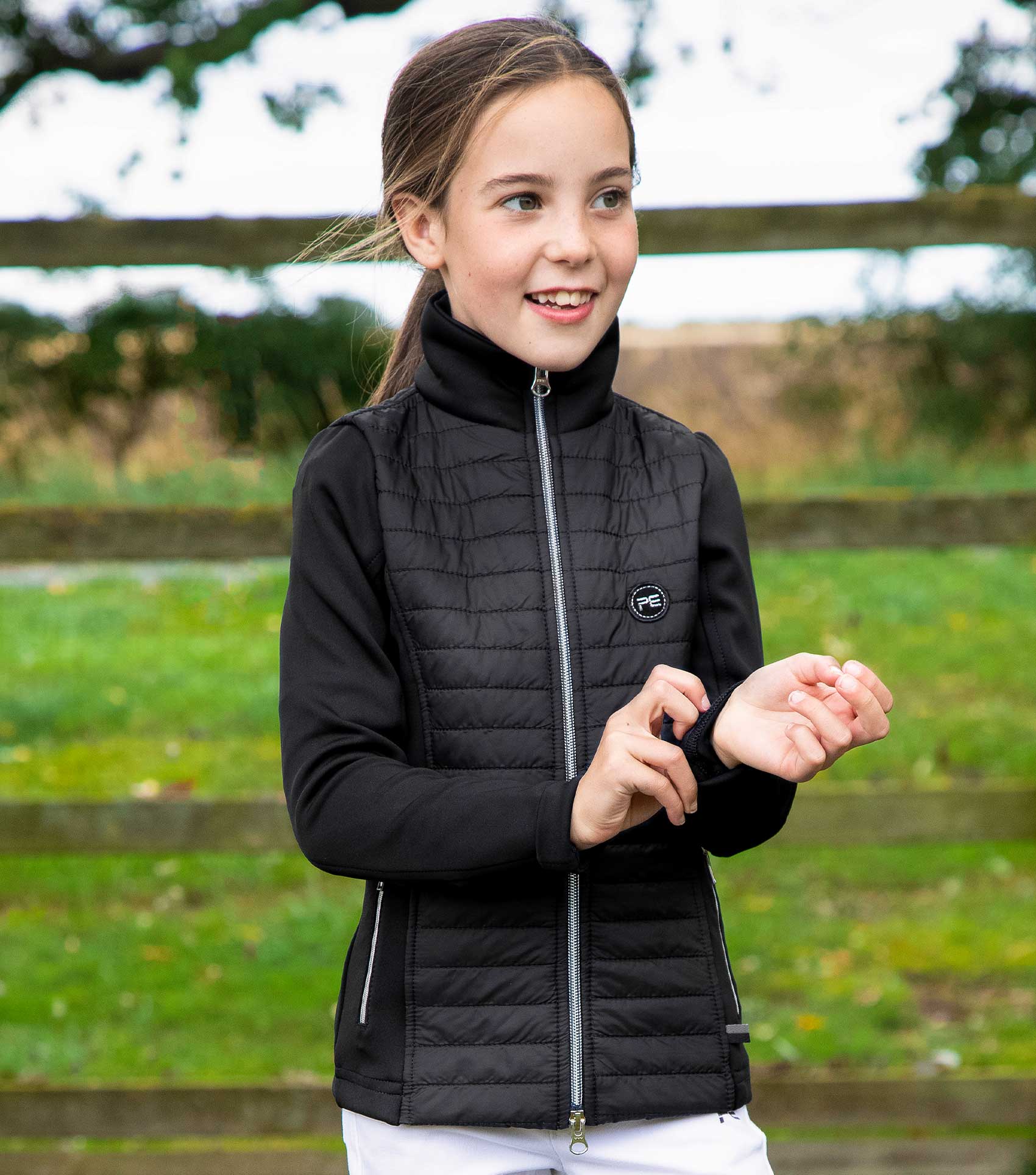 Girl's PREMIER EQUINE Black Hybrid Riding Jacket - Equiflair Equestrian Apparel