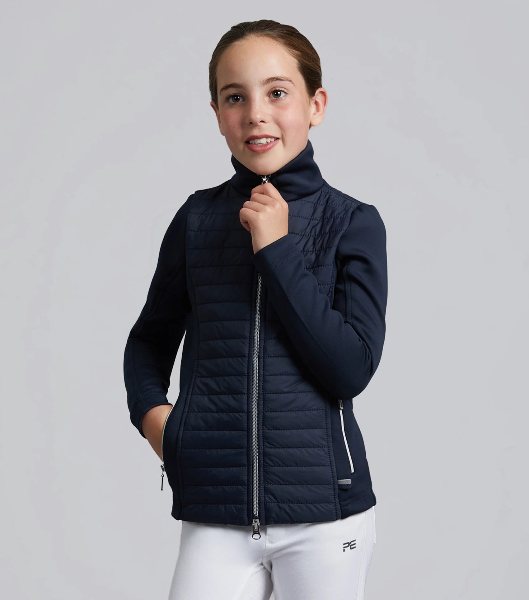 Premier Equine Mini Elena Girl's Hybrid Riding Jacket - Navy Equestrian Apparel