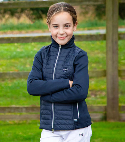 Premier Equine Mini Elena Girl's Navy Hybrid Riding Jacket: Young Equestrian Fashion