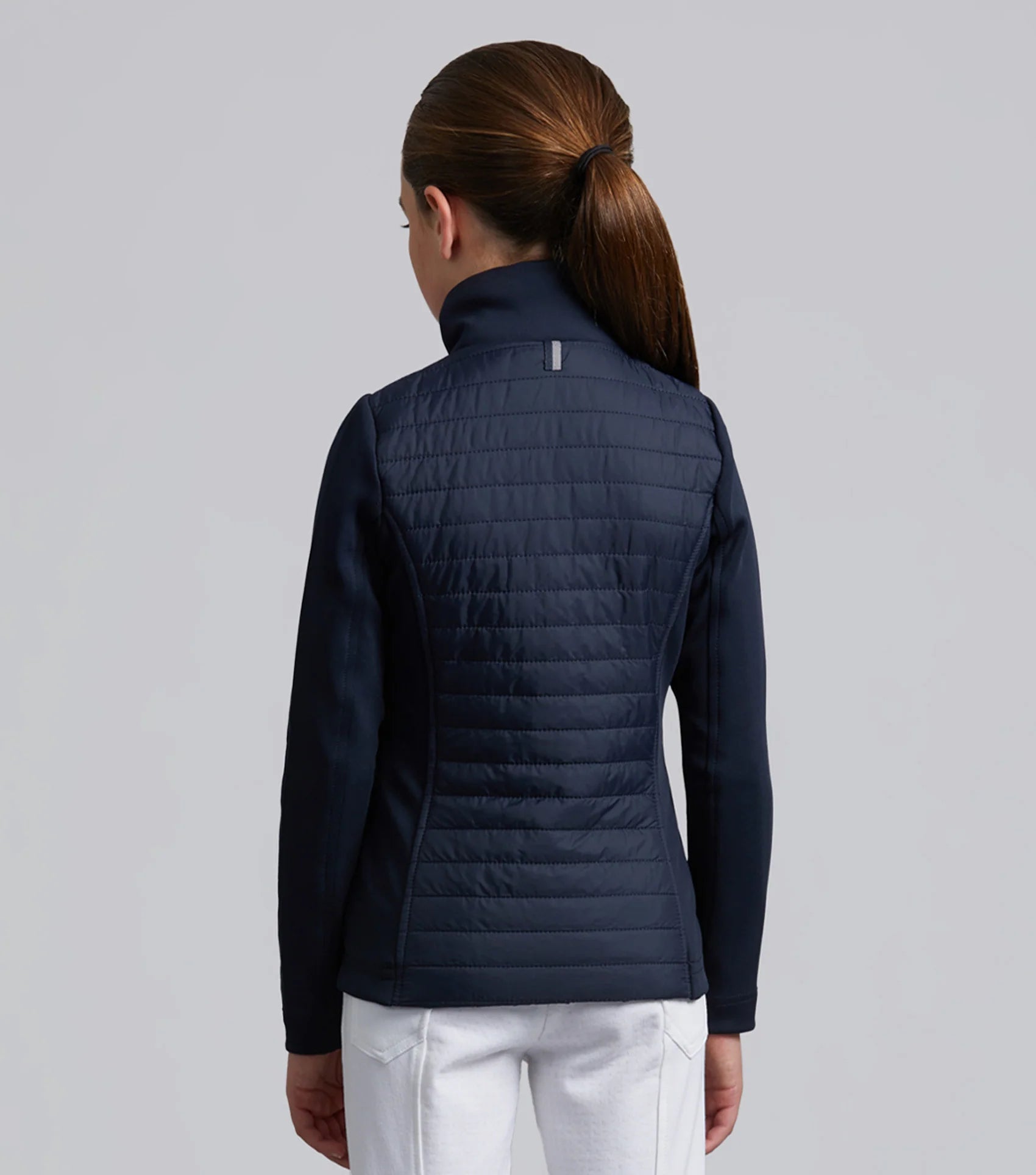 Premier Equine Girl's Hybrid Riding Jacket - Navy Quilted Gilet Comfortable Equestrian Apparel Performance Horse Riding Gear