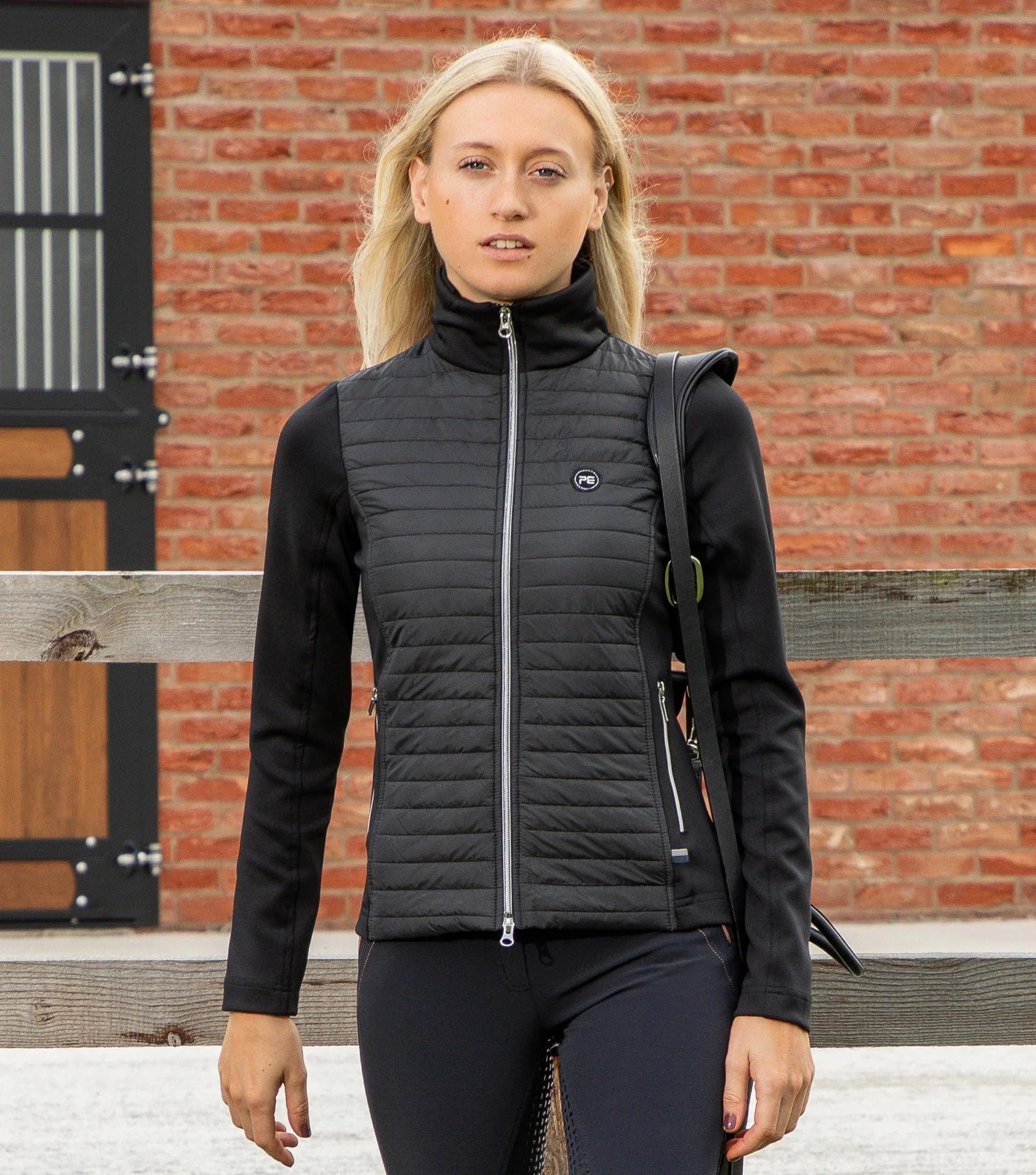 PREMIER EQUINE Elena Ladies Hybrid Riding Jacket in Black: Quilted, Technical Equestrian Apparel for Women