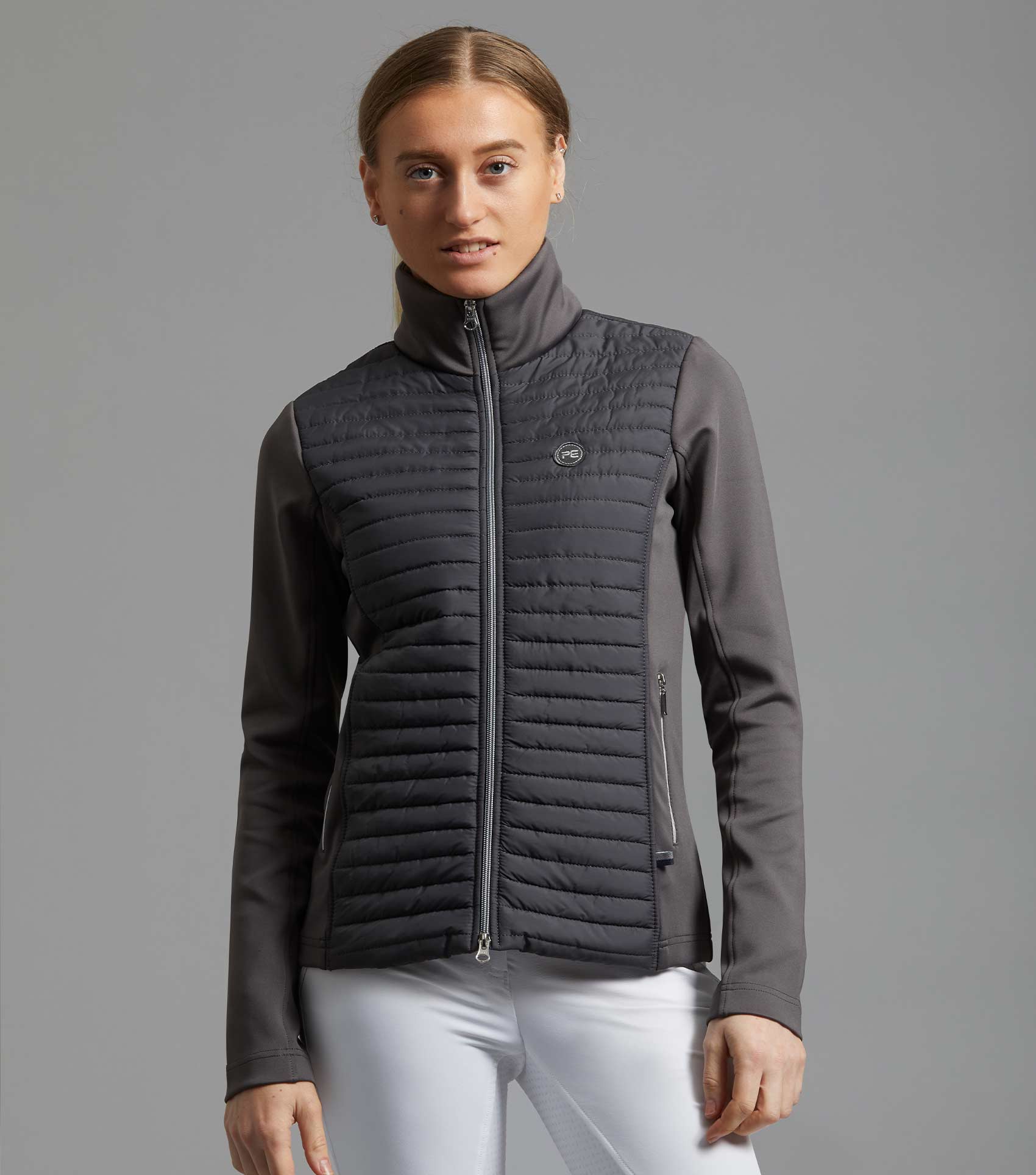 Premier Equine Elena Ladies Hybrid Technical Riding Jacket - Anthracite Grey | Women's Horse Riding Apparel