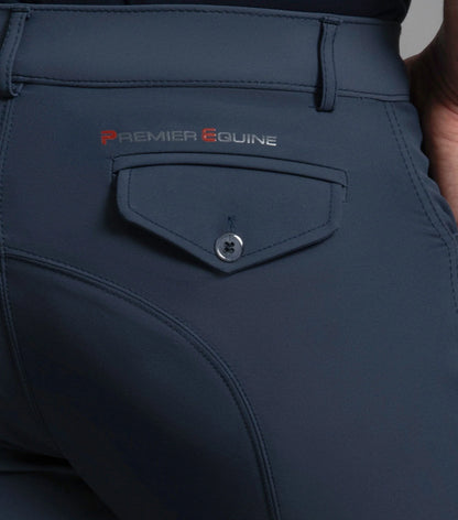 Premier Equine Emilio Men's Navy Riding Breeches - Gel Knee, Comfortable Horse Riding Pants