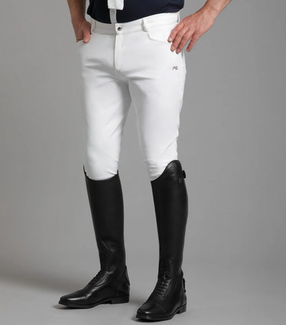 Premier Equine Emilio Men's Gel Knee White Competition Breeches | Equiflair Equestrian Apparel for Riders, Stylish and Comfortable