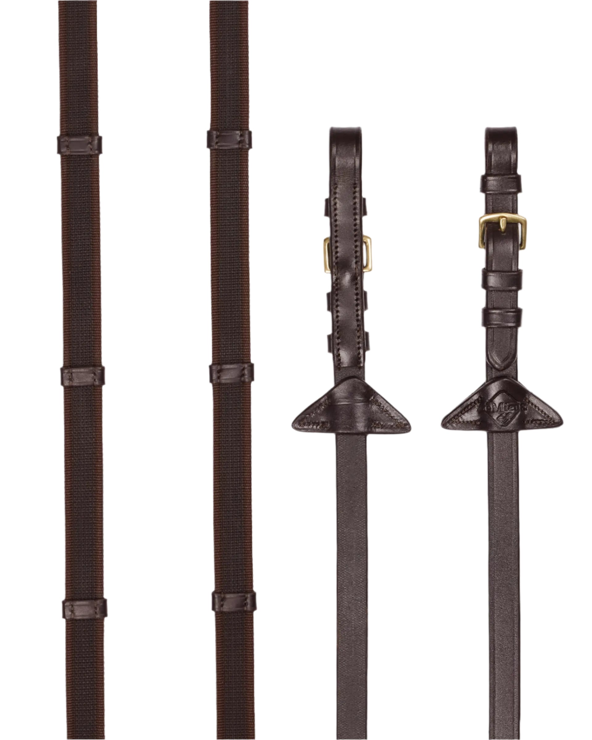 LeMieux Rubber Grip Continental Reins Havana/Brass