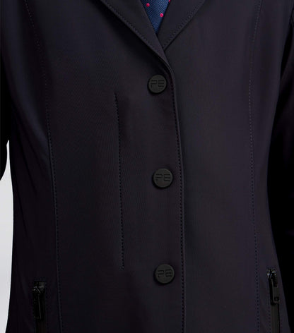 Premier Equine Evinco Girls Navy Equestrian Competition Jacket - Close Up Details: Buttons, Zippers, Show Apparel