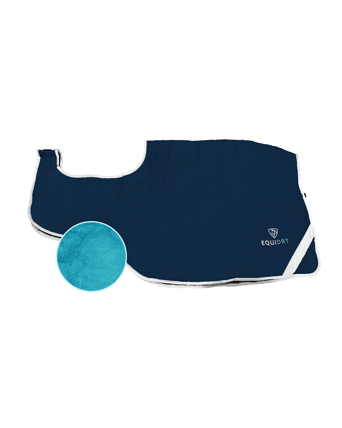 EQUIDRY Waterproof Exercise Sheet - Thick Navy/Turquoise Horse Rug, Fleece Lined