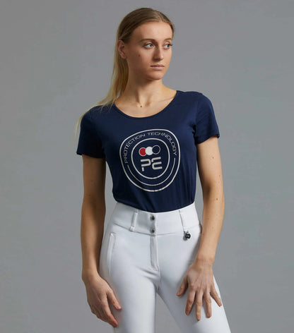 PREMIER EQUINE FIERO Ladies Navy Cotton T-Shirt. Stylish equestrian apparel for women. Shop Now!