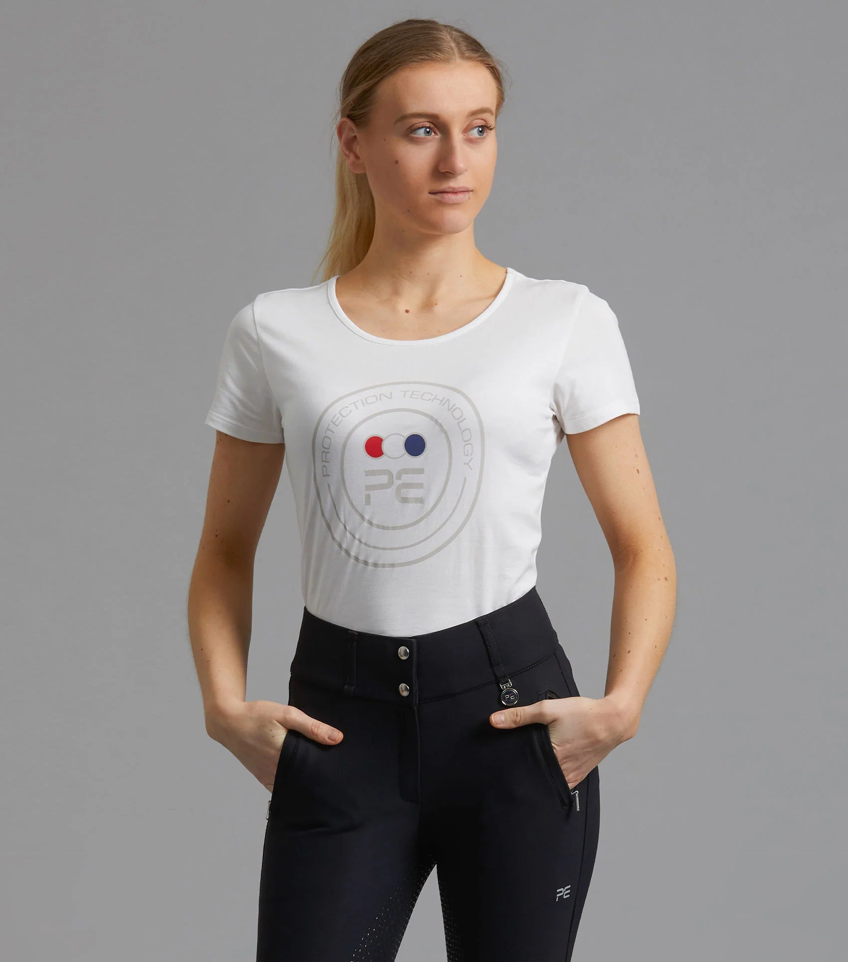 PREMIER EQUINE FIERO Ladies Cotton T-Shirt - White - Riding T-Shirt