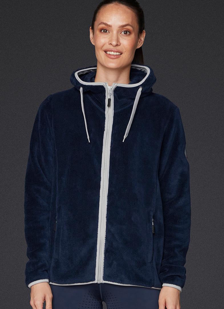 MOUNTAIN HORSE FUZZY HOODIE - Blue Fleece Hoodie, Zipper Closure, Drawstrings, Equiflair Saddlery