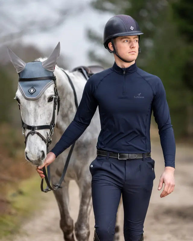 LEMIEUX MENS BASE LAYER INDIGO: Equestrian riding clothes for men.  Lemieux base layer, equestrian style, horse riding apparel.