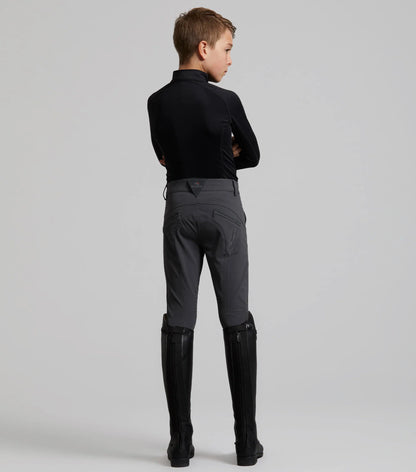 Boys Riding Breeches - Premier Equine Gando Gel Knee Equestrian Pants - Grey Breeches for Horse Riding