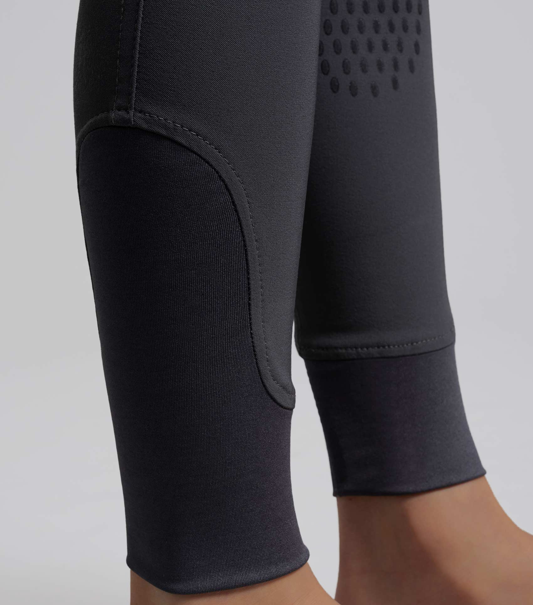 Premier Equine Gando Boys Gel Knee Riding Breeches - Anthracite Grey equestrian apparel.