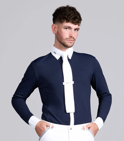 Premier Equine Giulio Men's Show Shirt - Navy Long Sleeve Competition Riding Apparel by Equiflair