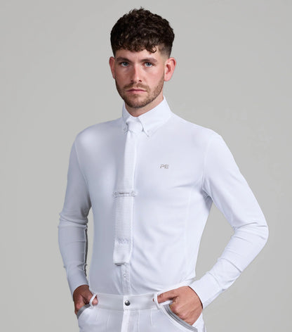 Premier Equine Giulio Men's Long Sleeve Show Shirt - White Riding Competition Apparel