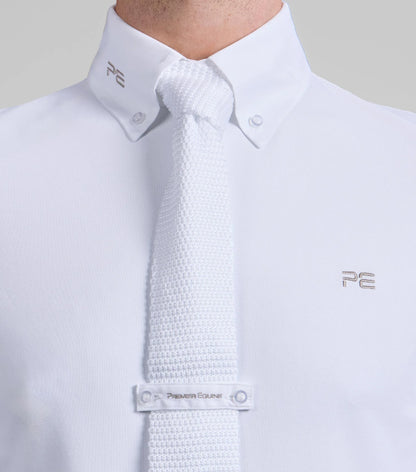 PREMIER EQUINE Men's Show Shirt: White, Long Sleeve, Tie Detail, Equestrian Apparel