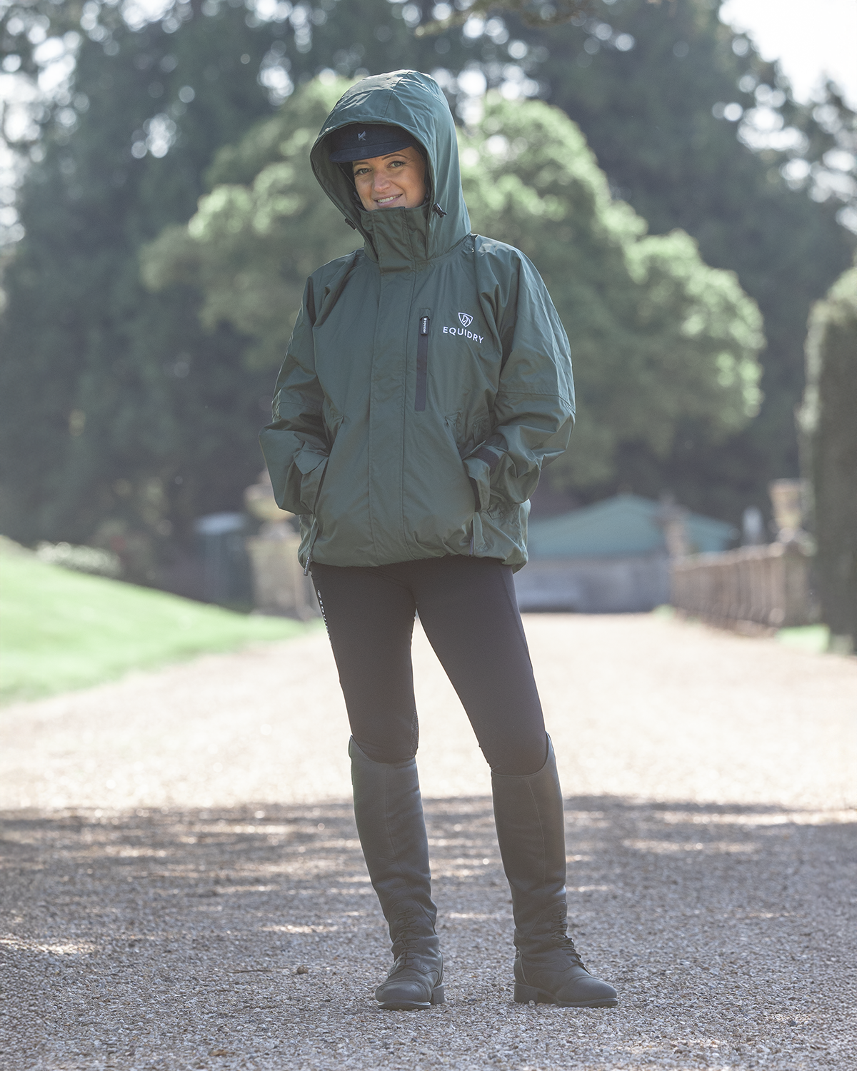 EQUIDRY Shortie Mac Women's Mesh Lining Black Forest Green