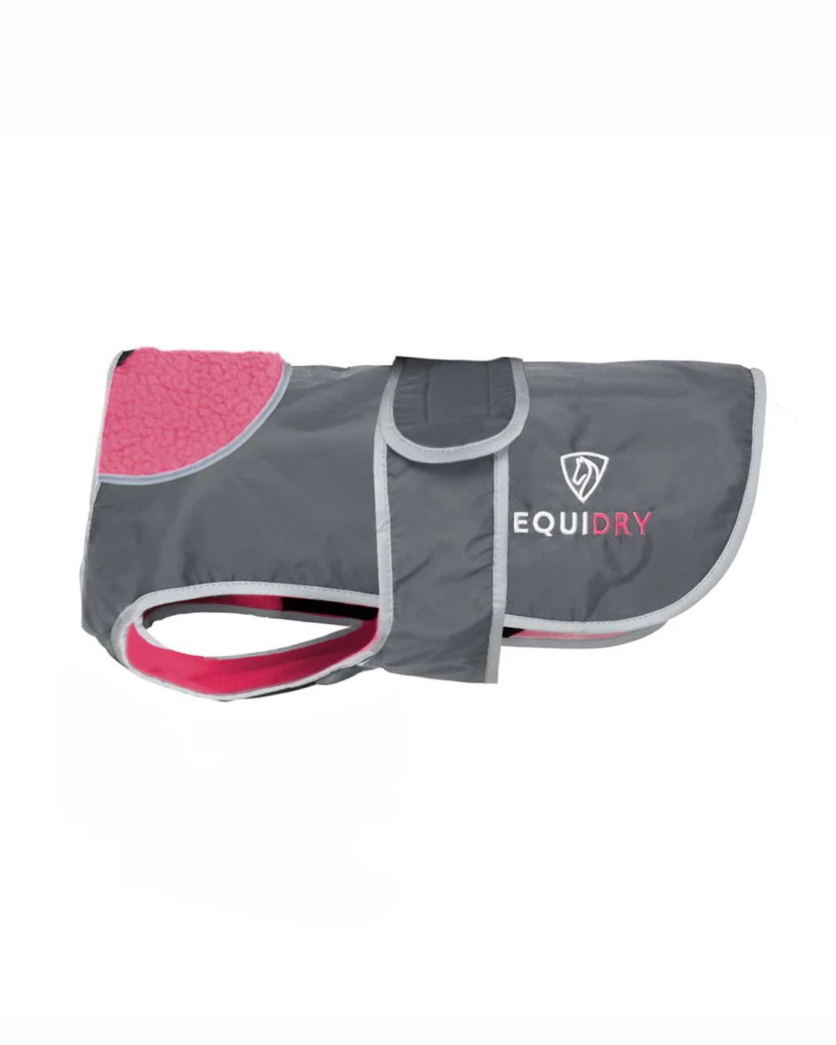 Equidry Grey & Pink Waterproof Dog Coat - Fleece Lined, Reflective, Harness Access | Equiflair