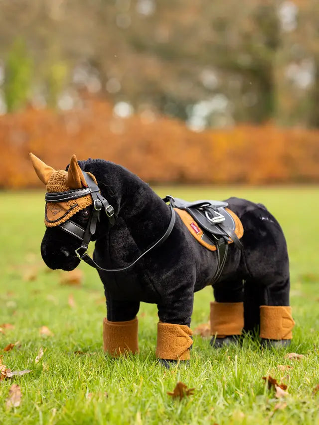 LEMIEUX TOY PONY FLY HOOD GINGER: Miniature Fly Hood for Toy Ponies, Crochet Detail, Suede Ears