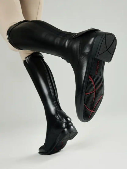 Lemieux Black Leather Riding Boots - Equestrian High Boots for Women, Comfortable Fit & All-Weather Grip