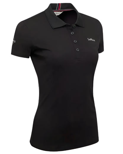 LEMIEUX Ladies Elite Polo Shirt II - Black: Soft, hard wearing polo shirt with ribbed collar. Comfortable tailored fit.