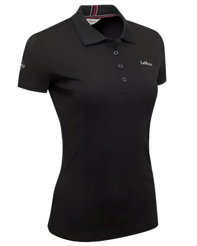LEMIEUX Ladies Elite Polo Shirt II - Black: Soft, hard wearing polo shirt with ribbed collar. Comfortable tailored fit.