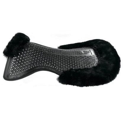 Black Horse Riding Gel Saddle Pad with Rolled Sheepskin Edges - Jumping Saddle Protection