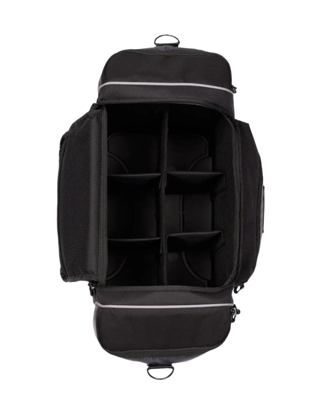 LeMieux Grooming Kit Pro Black Bag - Open view with dividers & pockets. Equestrian Grooming Organizer by Equiflair